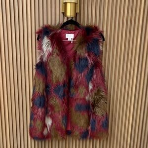 1. State Multicolor Faux Fur Vest small